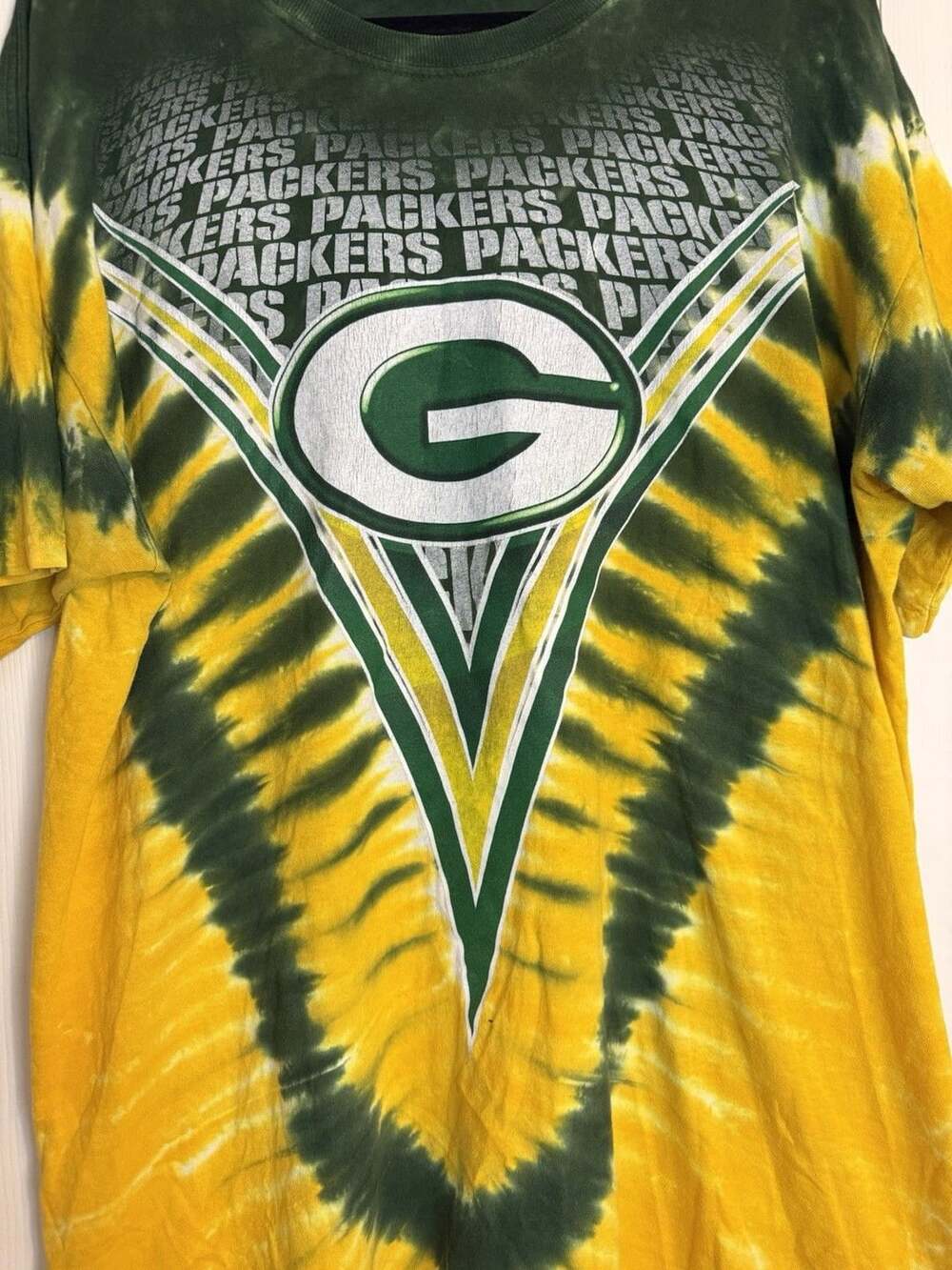 Green Bay Packers Tie-Dye Graphic T Shirt Green Yellow White NFL Football